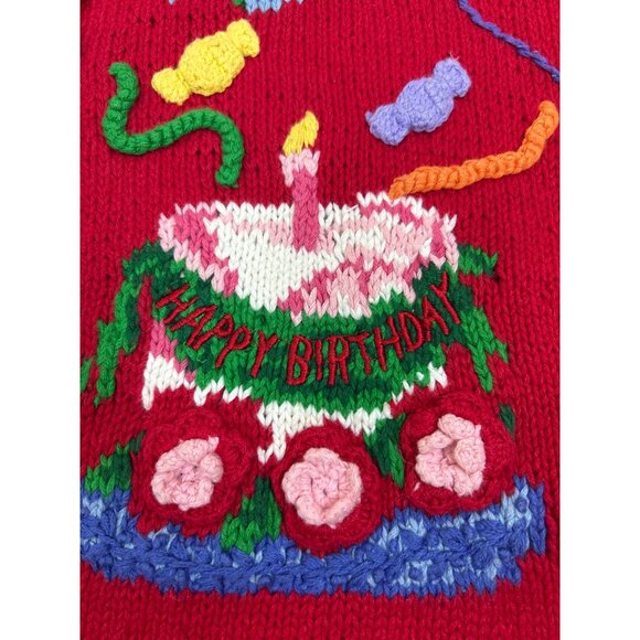 Vtg 90's Eagle Eye Collectibles Women's S/P Birthday Sweater Vest Bear Balloons - Picture 10 of 10